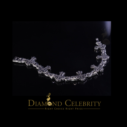 Diamondcelebritees  925 D'Moissanite Silver 8.00CT White Victoria Cross Infinity Bracelet Men/Women
