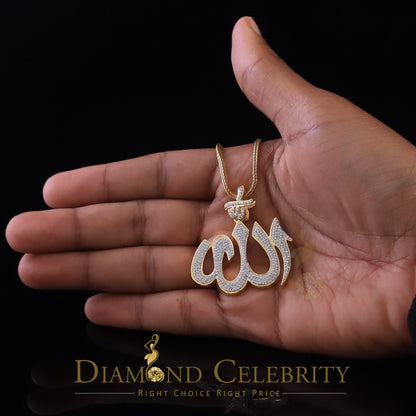 DiamondCelebritees Promising Yellow Sterling Silver Allah Shape Pendant with 2.77ct Cubicn Zirconia