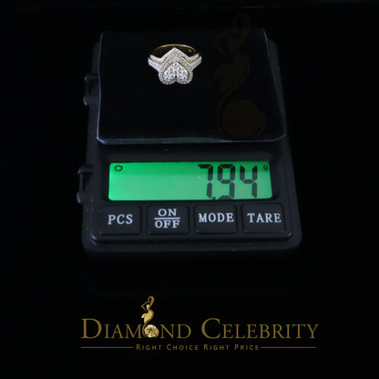 DiamondCelebritees 925 Silver Yellow 2.50CT Women's VVS 'D' Moissanite 3D Double Heart Ring Size7
