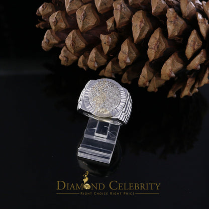 DiamondCelebritees 925 Sterling Silver 0.50CT Real Diamond White Men's Engagement Round Ring Size 9