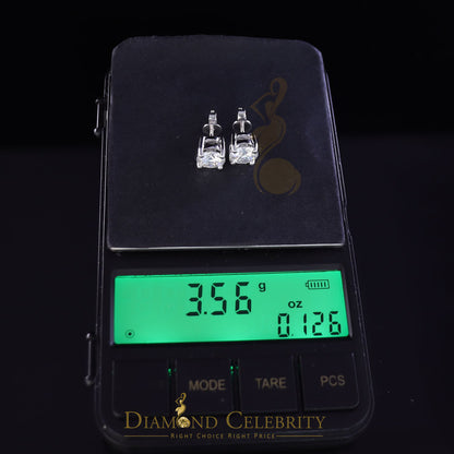 DiamondCelebritees 10k Real White Gold with 3.50ct Round VVS 'D' Color Moissanite Stud Earrings