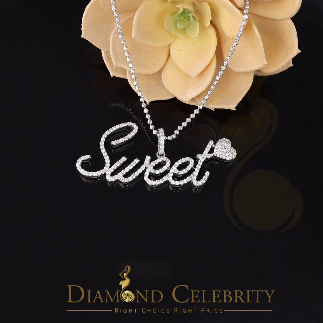 DiamondCelebritees White 925 Fancy Sterling Silver Sweet Tiny Heart Pendant 4.26ct Cubic Zirconia