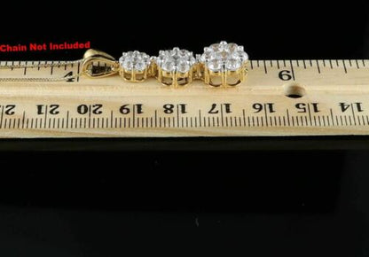 DiamondCelebritees Tripple Flower Shape Yellow 925 Sterling Silver Pendant 5.83ct Cubic Zirconia