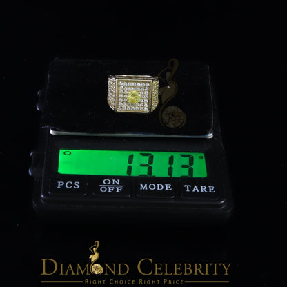DiamondCelebritees 925 Sterling Yellow Silver Square Shape Cubic Zirconia 9.50ct Womens Ring Size7