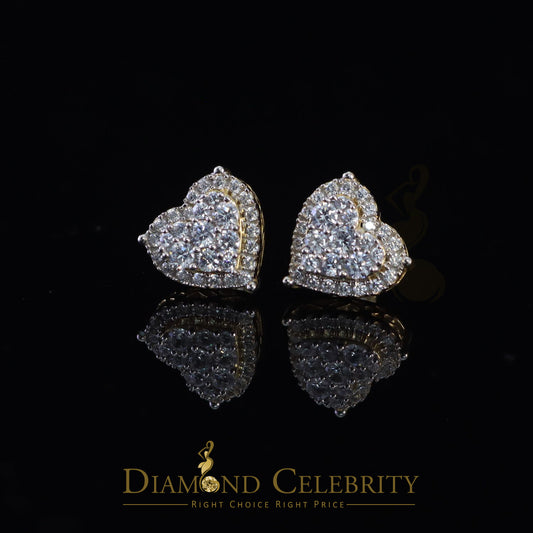DiamondCelebritees  925 Sterling Yellow Silver 2.68ct Cubic Zirconia Heart Women's Stud Earrings