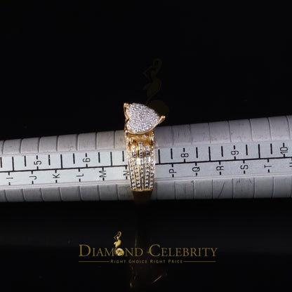 DiamondCelebritees 925 Yellow Sterling Silver Real Diamond 0.10ct Womens Engagement Heart Ring SZ 7