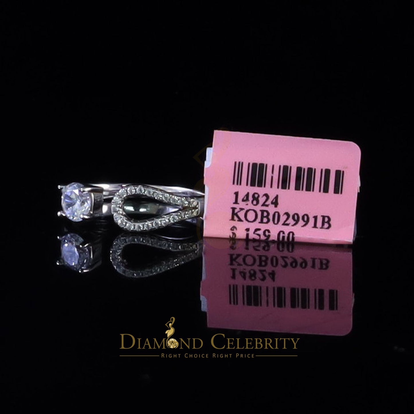 DiamondCelebritees 925 Sterling White Silver 1.00ct Cubic Zirconia Engagement Womens Ring Size 7