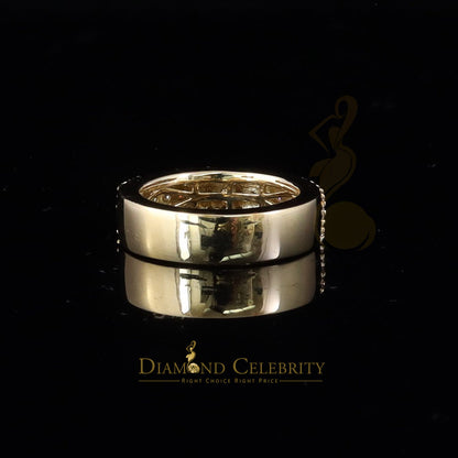 DiamondCelebritees Men's 925 Silver Yellow 2.00ct VVS D Moissanite 3 Row Wedding Band Ring Size 10