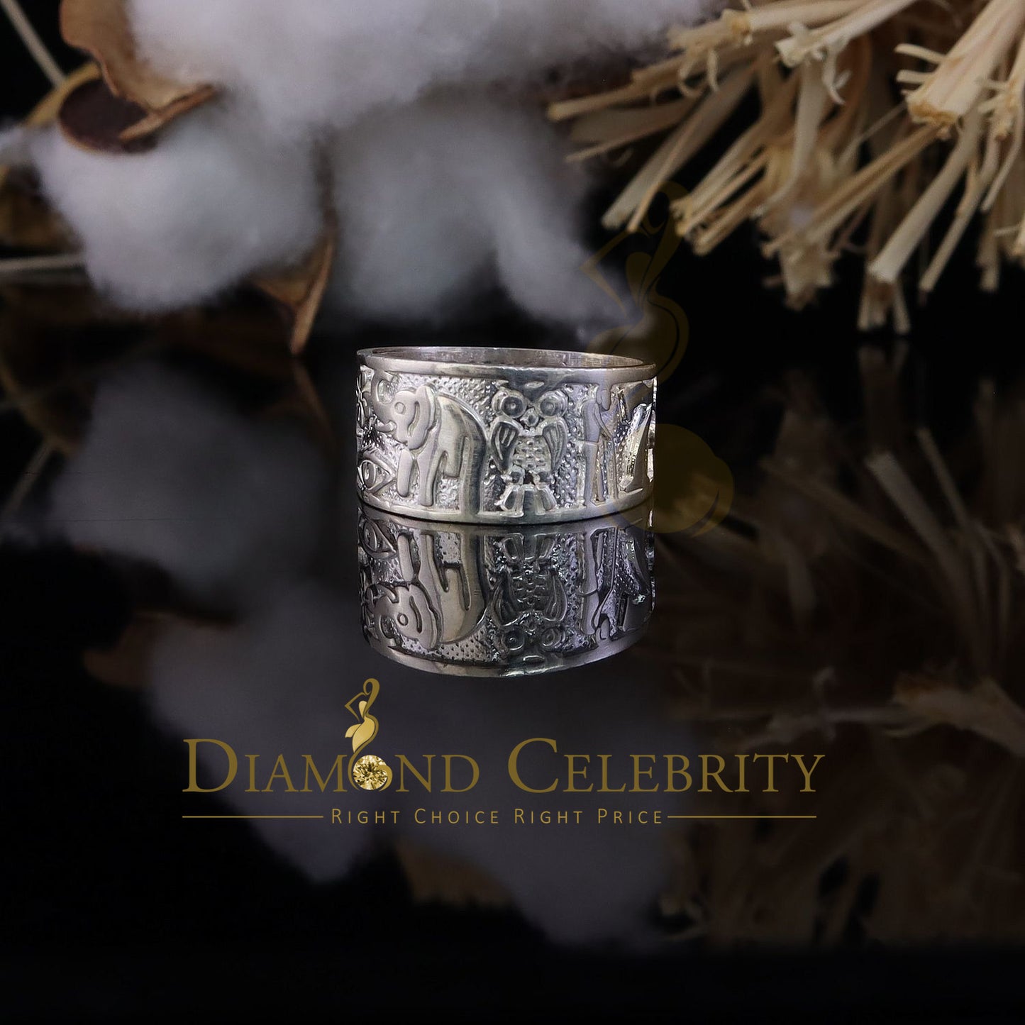 DiamondCelebritees White 925 Sterling Silver Lucky Solid Good Luck Women's Ring SZ 7