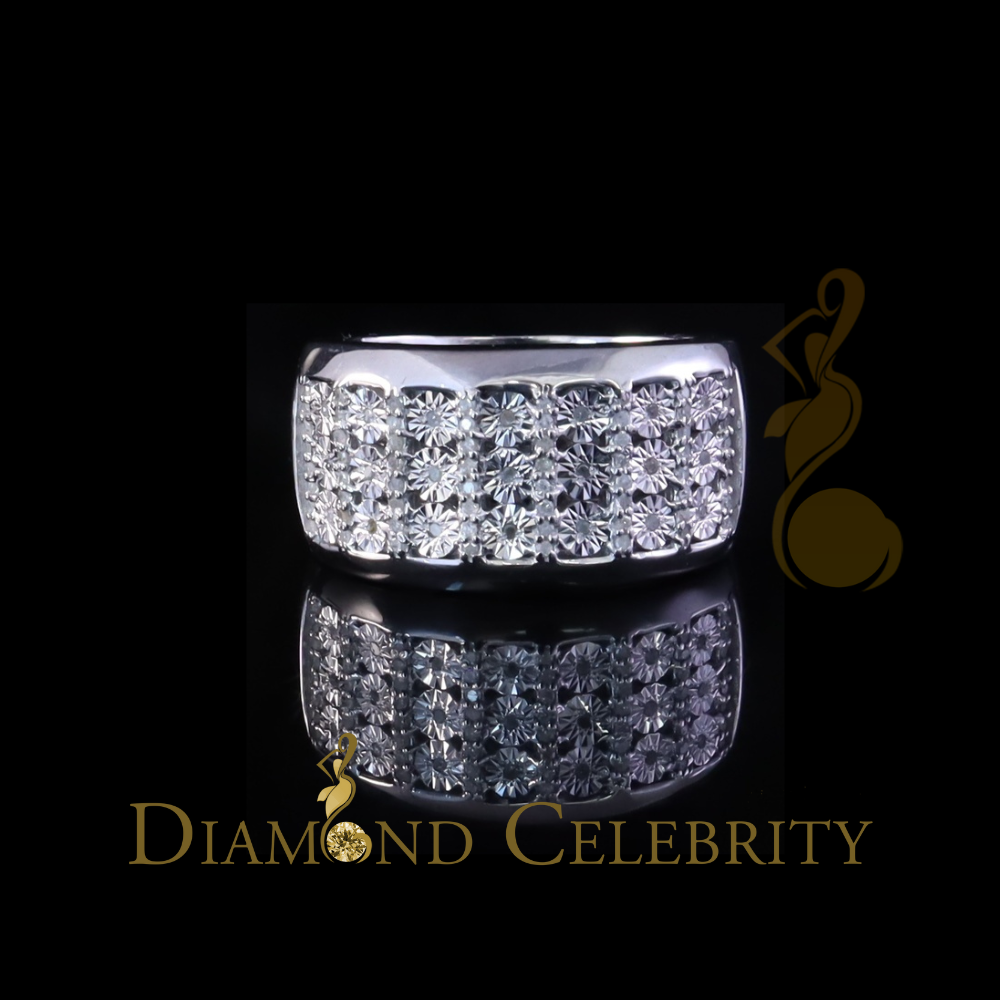 DiamondCelebritees Mirage Set Real 0.30ct Diamond 925 White Silver Wedding Band Men's Ring Size 11