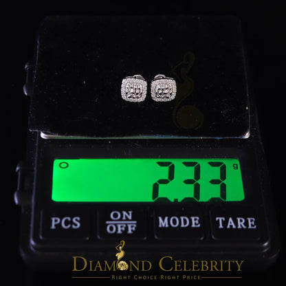 Diamondcelebritees 1.00ct Moissanite White 925 Silver Womens Round Edge Square Shape Nugget Earring