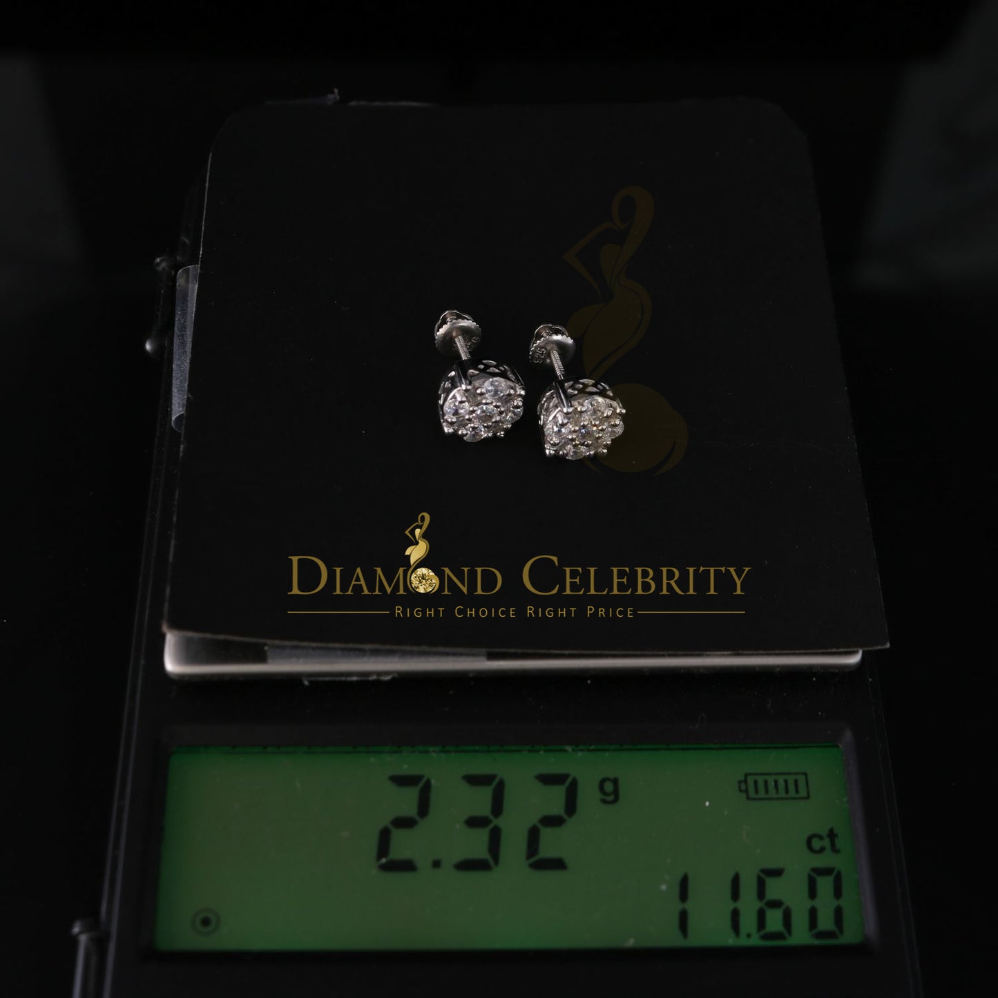 DiamondCelebritees  White 925 Sterling Silver 1.96ct Cubic Zirconia for Ladies Hip Hop Round Earring