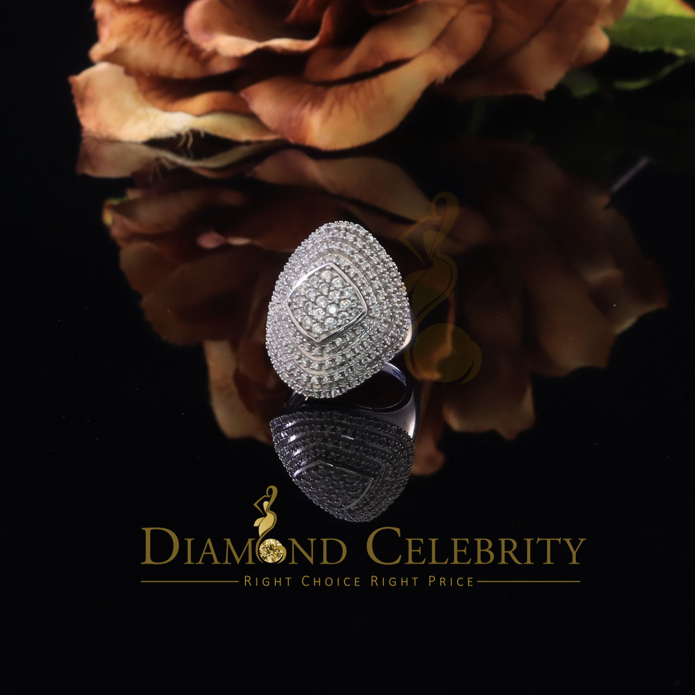 DiamondCelebritees 925 Sterling White Silver With Cubic Zirconia 1.67 ct Cocktail Ring Size 7.5