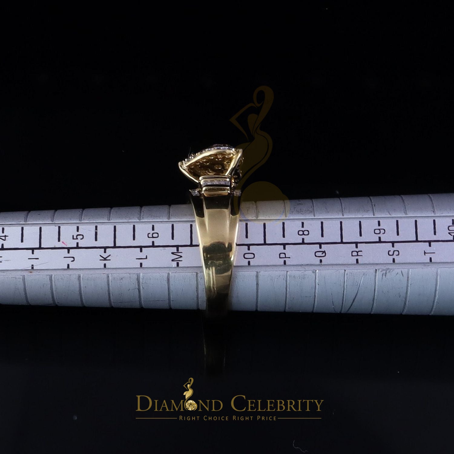 DiamondCelebritees Women 2.50ct 925 Silver VVS 'D' Pink Moissanite Yellow Cinderella HEART Ring SZ 7