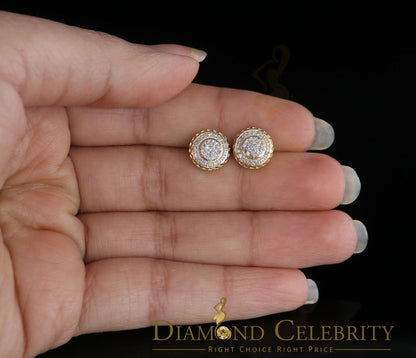 DiamondCelebritees 925 Sterling Silver 0.20ct Diamond For Women's/ Men's Yellow Stud Round Earrings
