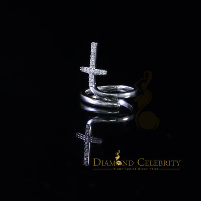 DiamondCelebritees 925 Sterling White Silver 0.15ct Cubic Zirconia Corss Womens Sets Ring Size 5.5