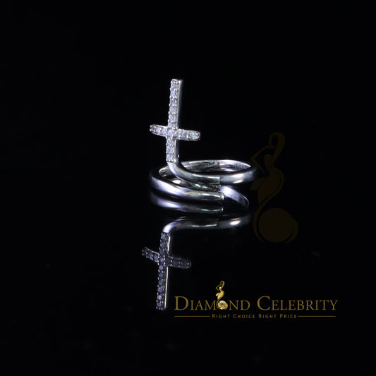DiamondCelebritees 925 Sterling White Silver 0.15ct Cubic Zirconia Corss Womens Sets Ring Size 5.5