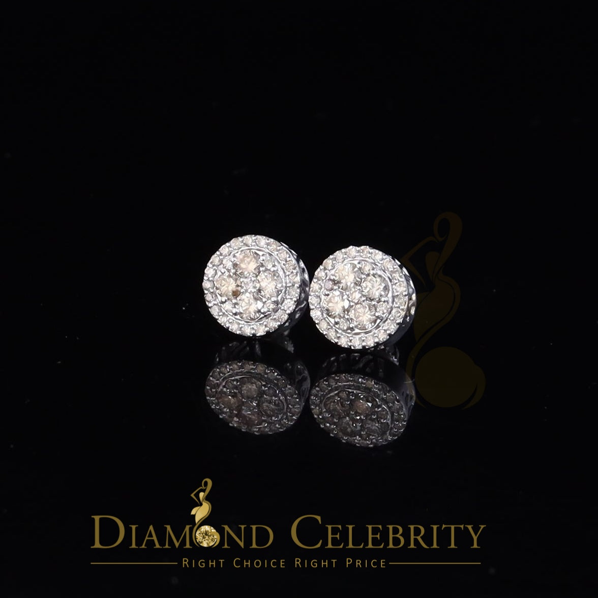 DiamondCelebritees 10K Real Yellow Gold Real Diamond 0.60CT Men's/Women's Stud Round Earring