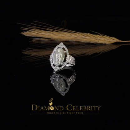 DiamondCelebritees White 925 Silver Saint Jude Thaddeus CZ Women's Medallion Religious Ring SZ 6