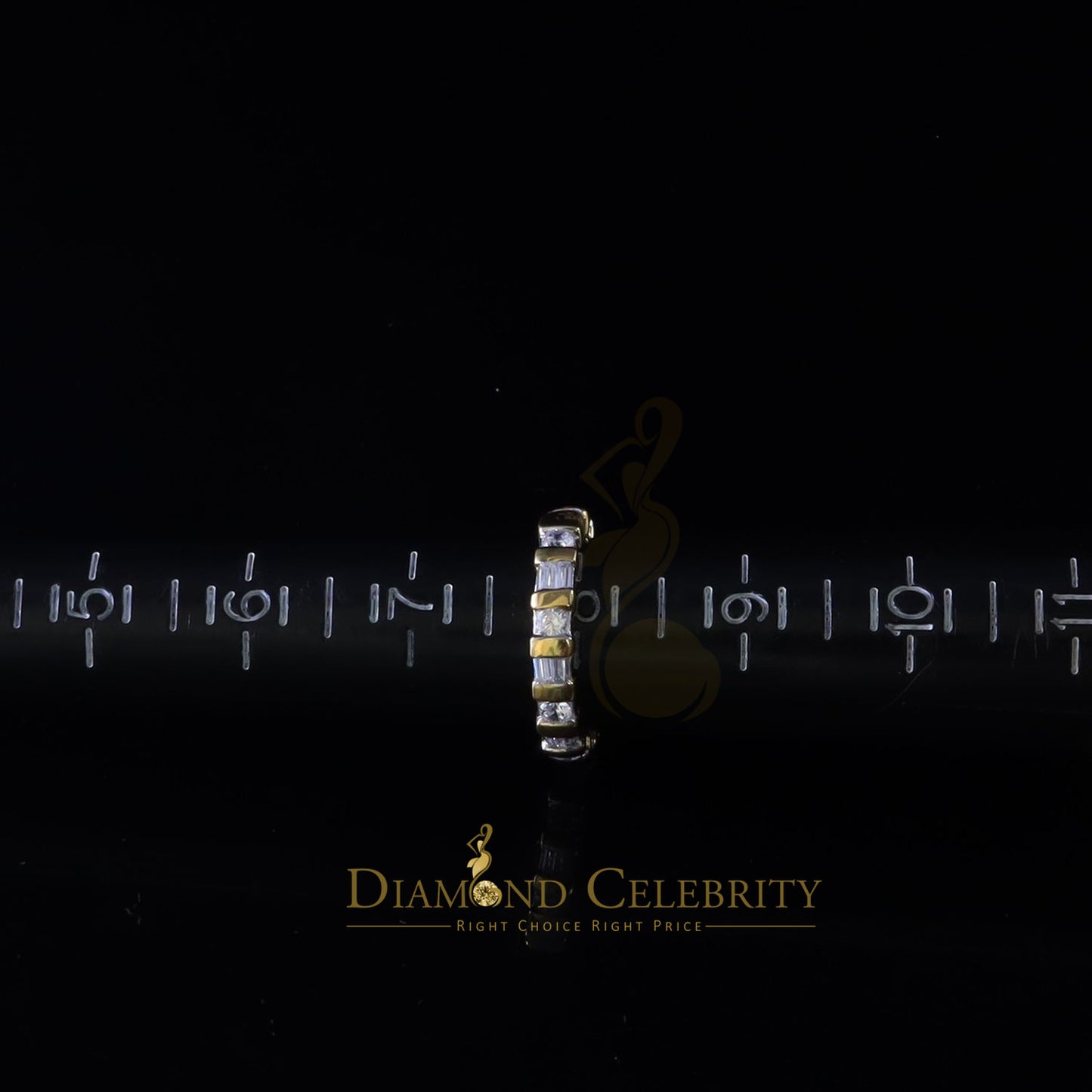 DiamondCelebritees 925 Sterling Yellow Silver 3.12ct Cubic Zirconia Eternity Women's Ring Size 8