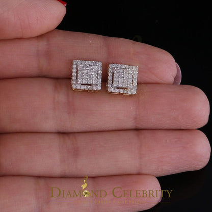 DiamondCelebritees 0.50ct Diamond 925 Sterling Silver Hip Hop Yellow Stud Earring For Men & Women