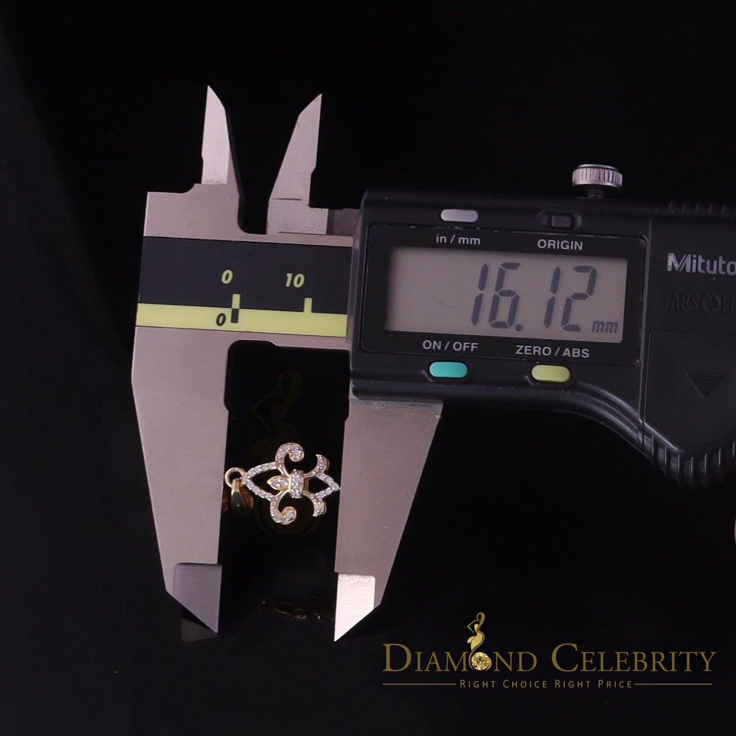 DiamondCelebritees Promise Yellow Sterling Silver Fleur de Lis Pendant with 0.30ct Cubic Zirconia