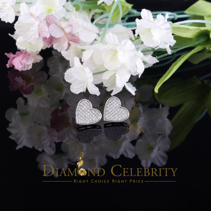 DiamondCelebritees  925 Sterling White Silver 0.71ct Cubic Zirconia Heart Women's Stud Earrings