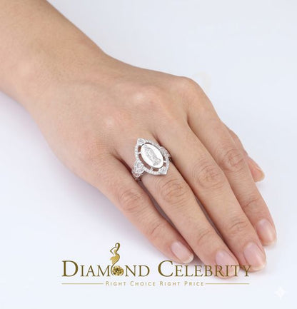 DiamondCelebritees Virgin Merry CZ 925 Sterling Silver White Oval Shape Women's Religious Ring SZ 7