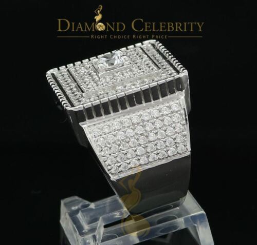 DiamondCelebritees Men's 6.25ct Cubic Zirconia White Silver Round Adjustable Ring From SZ 11 to 13