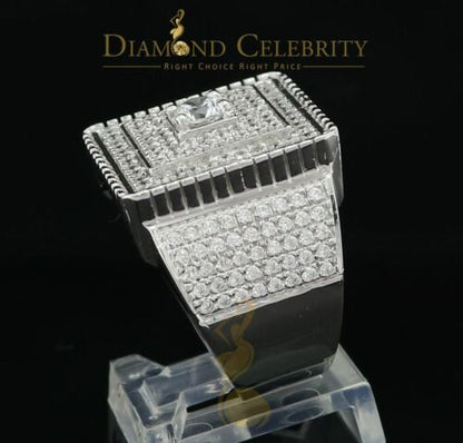 DiamondCelebritees Men's 6.25ct Cubic Zirconia White Silver Round Adjustable Ring From SZ 11 to 13