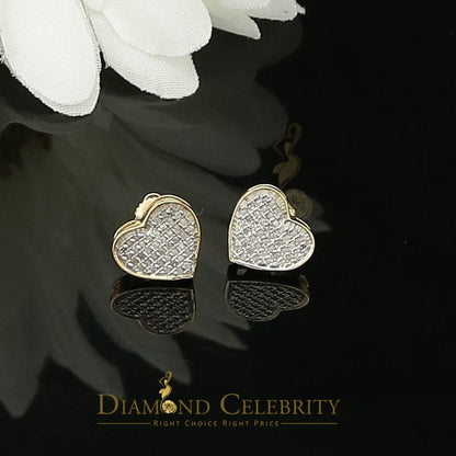 DiamondCelebritees Heart 925 Yellow Silver Aretes Para Hombre 0.25ct Diamond Women's /Men's Earring