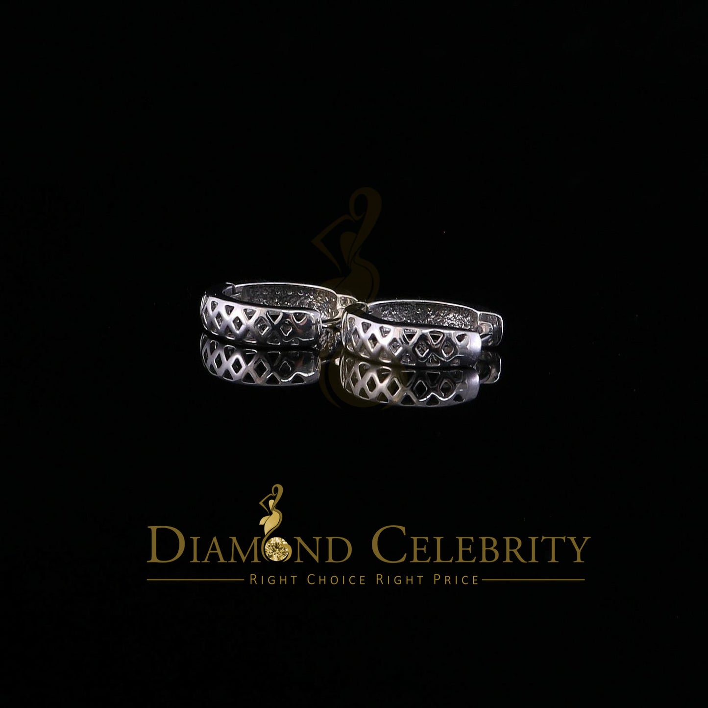 DiamondCelebritees 0.15ct Diamond 925 Sterling Silver White Hoop Stud Earrings For unisex