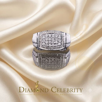 DiamondCelebritees 0.25 CT Real Diamond 925 Sterling White Silver With Fashion Men's Ring Size 10