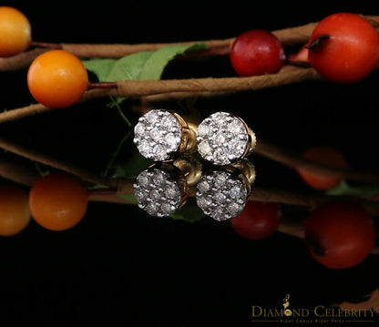 DiamondCelebritees Men's/Women's 10K Real Yellow Gold with 0.75CT Real Diamond Stud Earrings