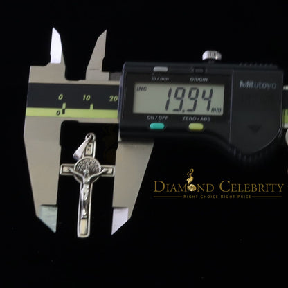 DiamondCelebritees 925 Sterling Silver Men's/Women's Jesus Cross Pendant White Religious