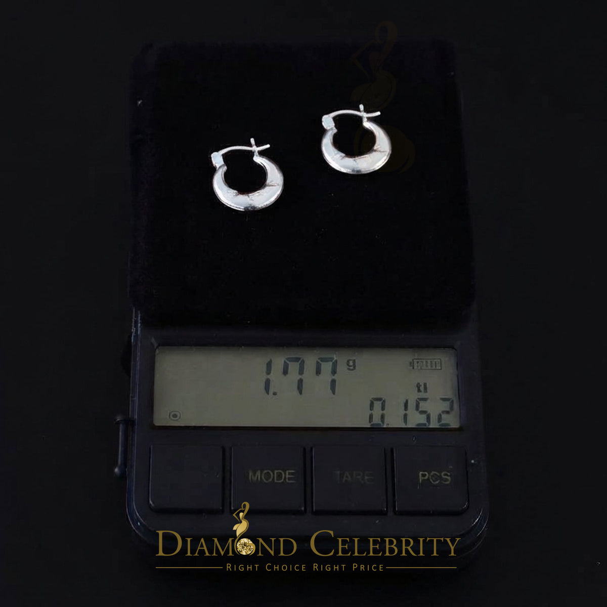 925 Sterling Silver 3/Texture Heart Accent Along curved Hallow 15mm Hoop Earring