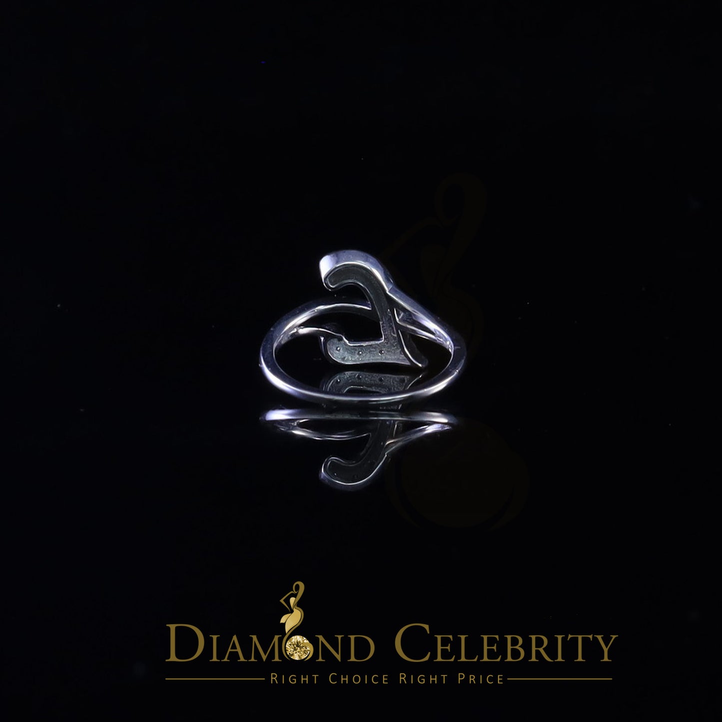 DiamondCelebritees Cubic Zirconia 0.10ct Alphabet L Women's And White Silver Ring Size 7