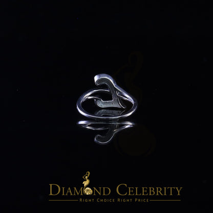 DiamondCelebritees Cubic Zirconia 0.10ct Alphabet L Women's And White Silver Ring Size 7