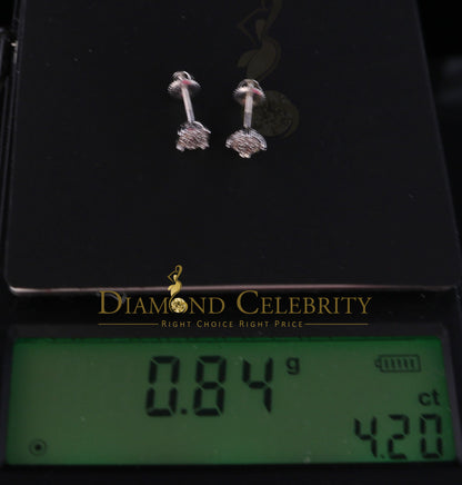 DiamondCelebritees 0.10 ct Diamond 925 Sterling Silver White For Men's & Women's Round Earrings