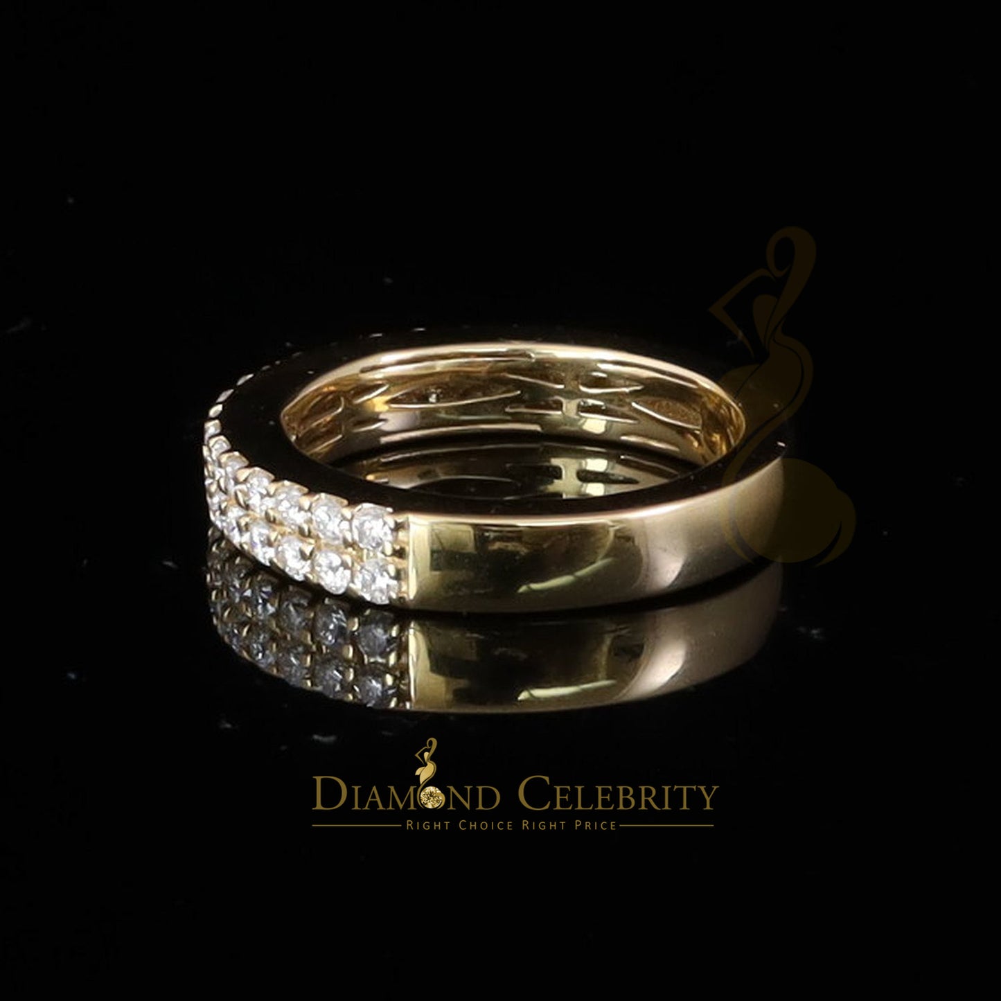 DiamondCelebritees Men's 1.50ct VVS D Silver Yellow Moissanite 2 Row Wedding Band 925 Ring Size 10