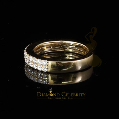 DiamondCelebritees Men's 1.50ct VVS D Silver Yellow Moissanite 2 Row Wedding Band 925 Ring Size 10
