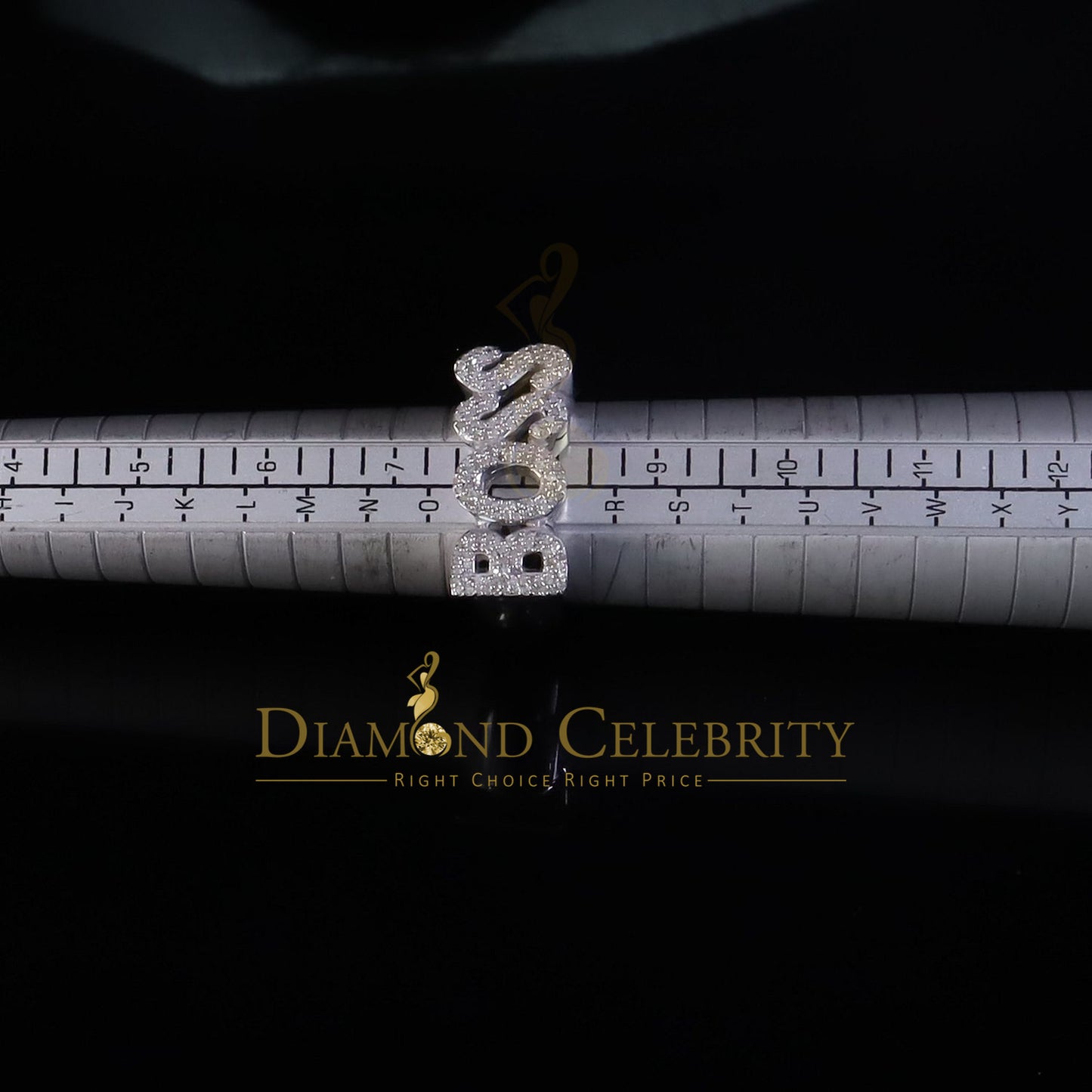 DiamondCelebritees Stylish "BOSS" 925 Silver White 0.50ct Micro Real Diamond Men's Band Ring SZ 8