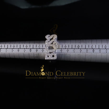 DiamondCelebritees Stylish "BOSS" 925 Silver White 0.50ct Micro Real Diamond Men's Band Ring SZ 8