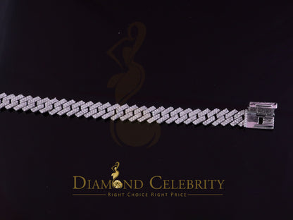 Diamondcelebritees  925 Sterling Silver White Cuban Moissanite Bracelet Wdth 8mm Length sz 8.50inch