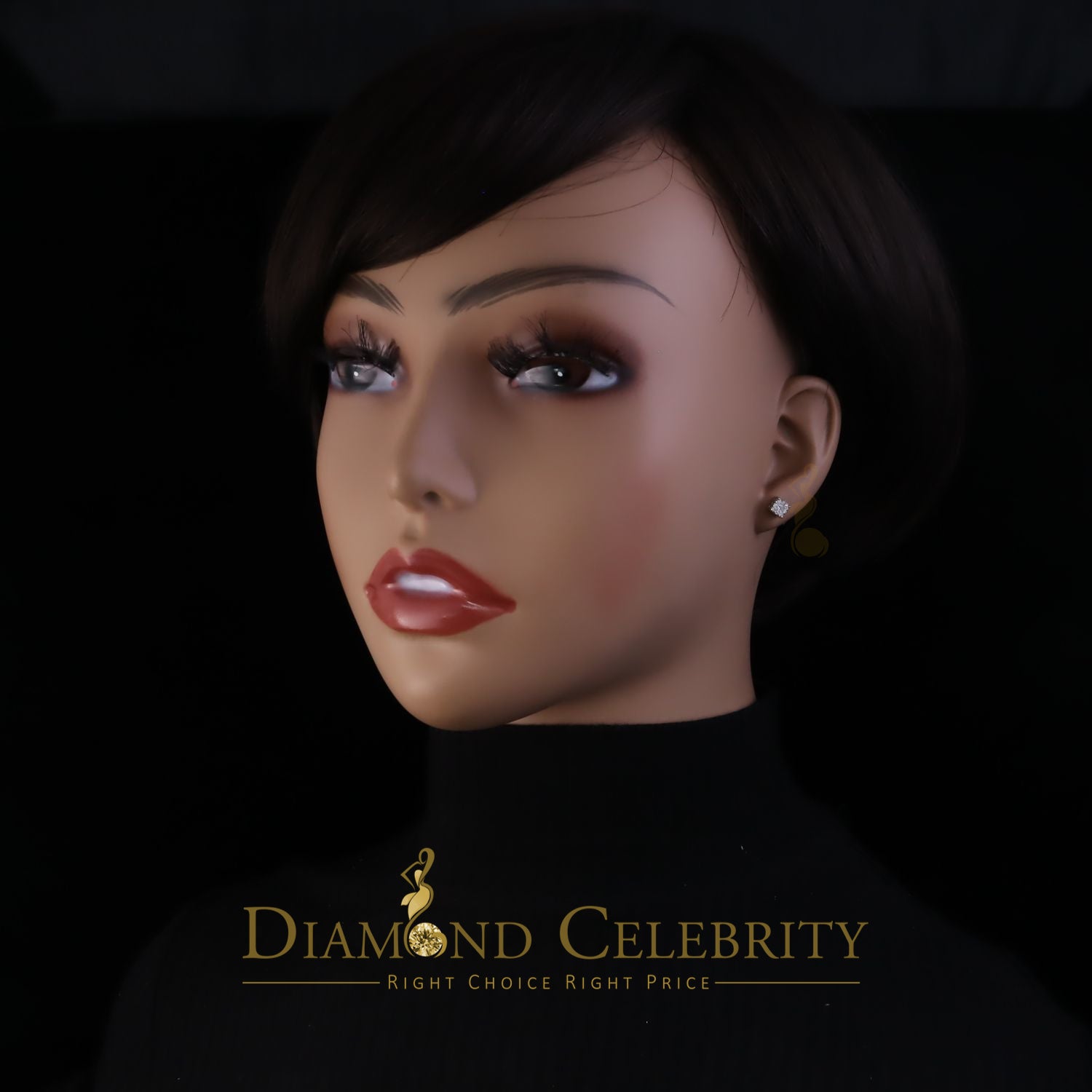 DiamondCelebritees  0.55ct Cubic Zirconia 925 White Sterling Silver Women's Hip Hop Square Earrings