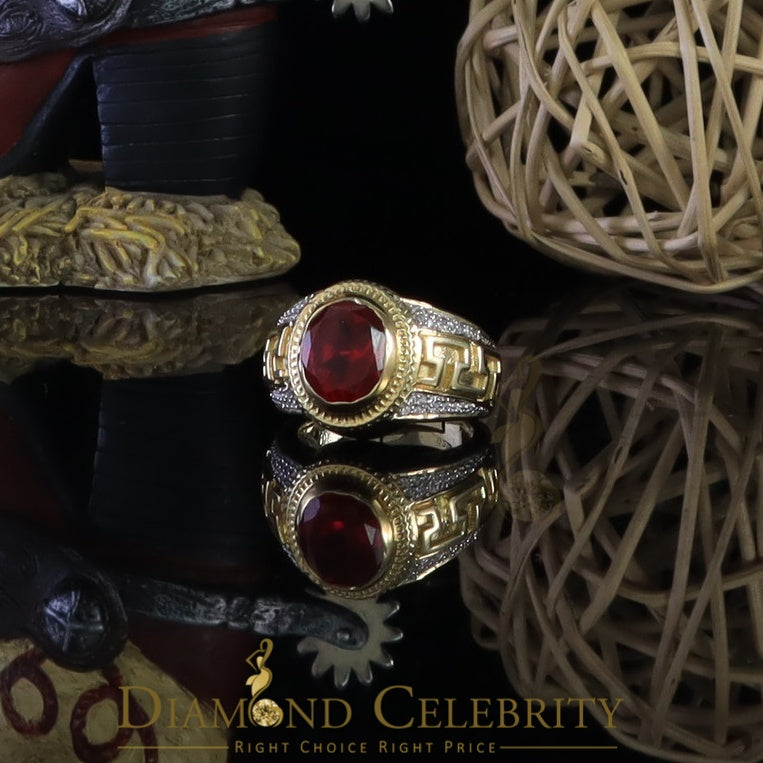 DiamondCelebritees 8.10ct Yellow Silver Oval Cubic Zirconia Men's Adjustable Ring From SZ 9 to 11