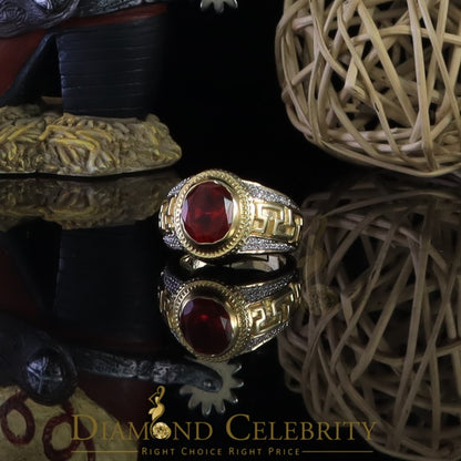 DiamondCelebritees 8.10ct Yellow Silver Oval Cubic Zirconia Men's Adjustable Ring From SZ 9 to 11