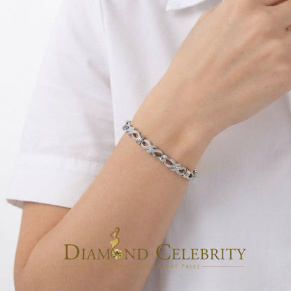 Diamondcelebritees 925 Sterling Silver White Bracelete Size 7 Inch with 0.22CT Genuine Diamonds