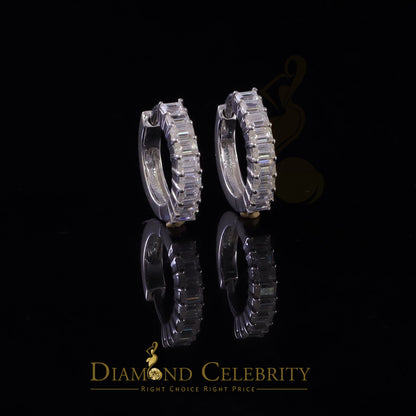 Diamondcelebritees 1.66ct Moissanite Baugutte White 925 Sterling Silver Women's Hoop Earrings