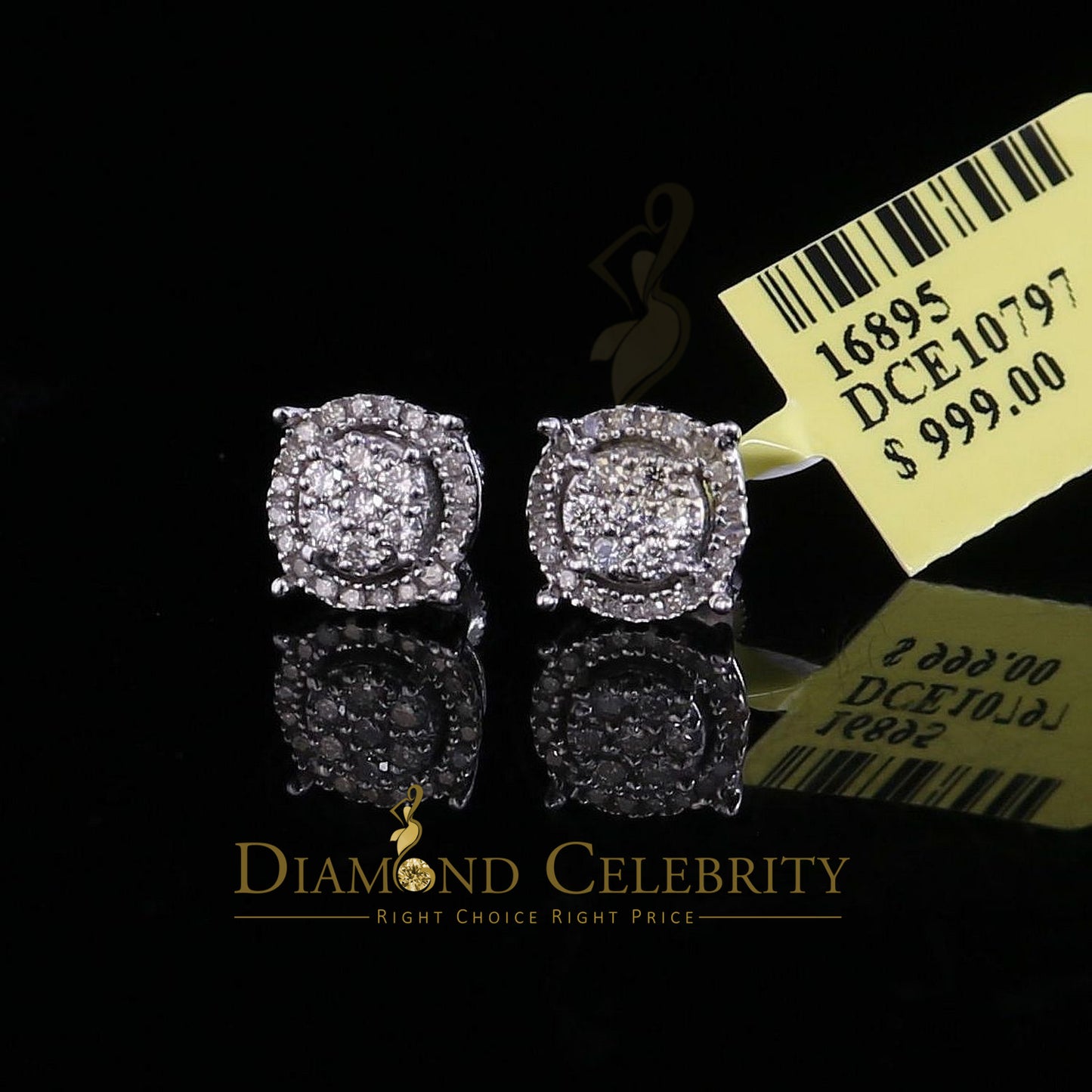DiamondCelebritees 925 Sterling Silver 0.35ct Diamond For Women's/ Men's White Stud Round Earrings